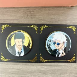 2 PCS Anime Character Satoru Gojo Tinplate Brooches Cute Cartoon Jujutsu Kaisen Figure Badge Cosplay Accessories Fans Gifts