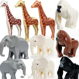 MOC City Animals Building Block Model Farm Ranch Scene Accessories Goat Wolf Pig Owl Flamingo Parrot Bird Zoo Kids Brick Toy T04
