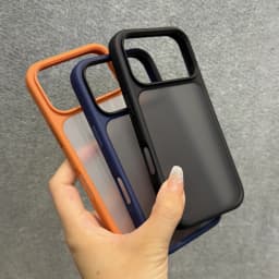 Luxury Orange Matte Transparent Phone Case For iPhone 17 18 Pro Max 17 18Pro Metal Buttons Skin Feel Shockproof Protective Cover