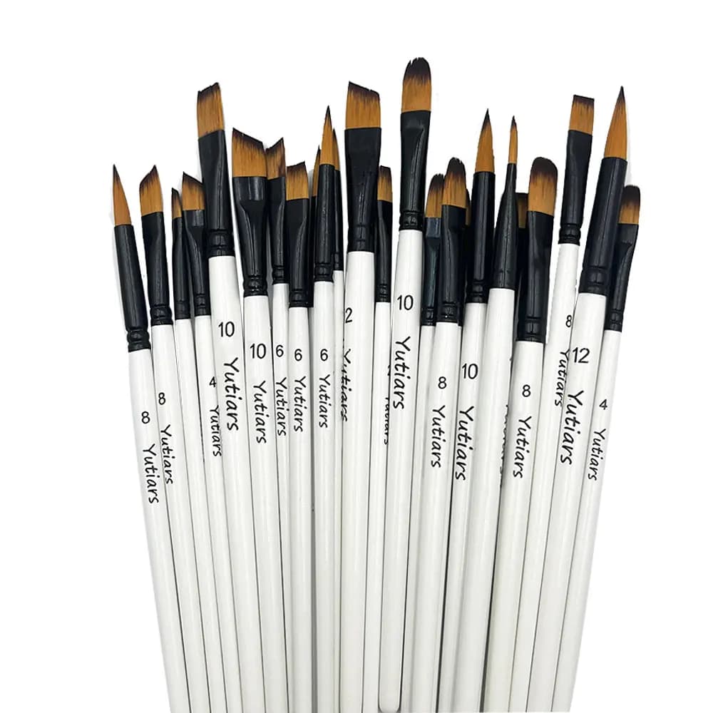 12 Pcs/set DIY Oil Acrylic Painting Art Paint Brushes Supplies Nylon Hair Wooden Handle Watercolor Paint Brush Pen Set Learning