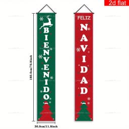 Spanish Merry Christmas Banners New Year Xmas Party Decor Couplets Porch Signs for Indoor Outdoor Porch Wall Hanging Banners