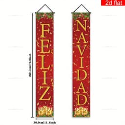 Spanish Merry Christmas Banners New Year Xmas Party Decor Couplets Porch Signs for Indoor Outdoor Porch Wall Hanging Banners