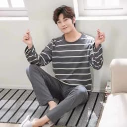 Spring-Autumn New Arrival Men's Pyjamas Long-Sleeved Loungewear Set Autumn-Winter Youth & Middle-Aged Lightweight Pyjama Set
