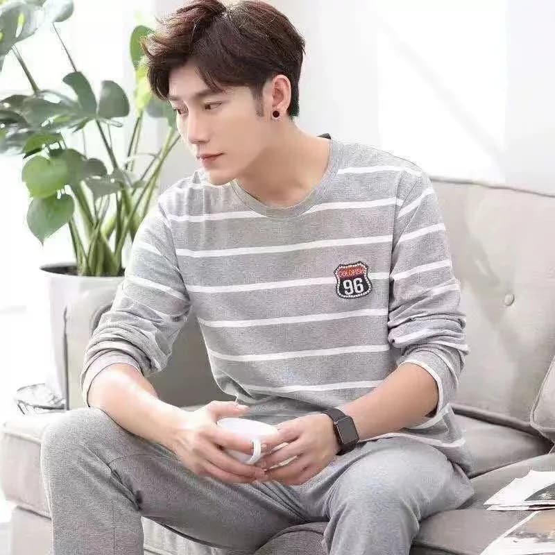 Spring-Autumn New Arrival Men's Pyjamas Long-Sleeved Loungewear Set Autumn-Winter Youth & Middle-Aged Lightweight Pyjama Set