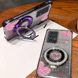 Strap Glitter Beautiful Love Phone Holder Case For Samsung Galaxy A13 A14 A15 A16 A24 A25 A34 A35 A36 A54 A55 A12 A22 4G 5G