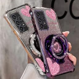 Strap Glitter Beautiful Love Phone Holder Case For Samsung Galaxy A13 A14 A15 A16 A24 A25 A34 A35 A36 A54 A55 A12 A22 4G 5G