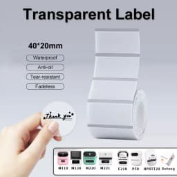 Transparent Round Rectangle Thermal Label Roll Adhesive Sticker Paper Durable Printable Thanks Card Price Barcode Tag M110 M220