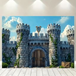 Multi-functional medieval castle and knight party background - polyester, no power required - perfect for VBS