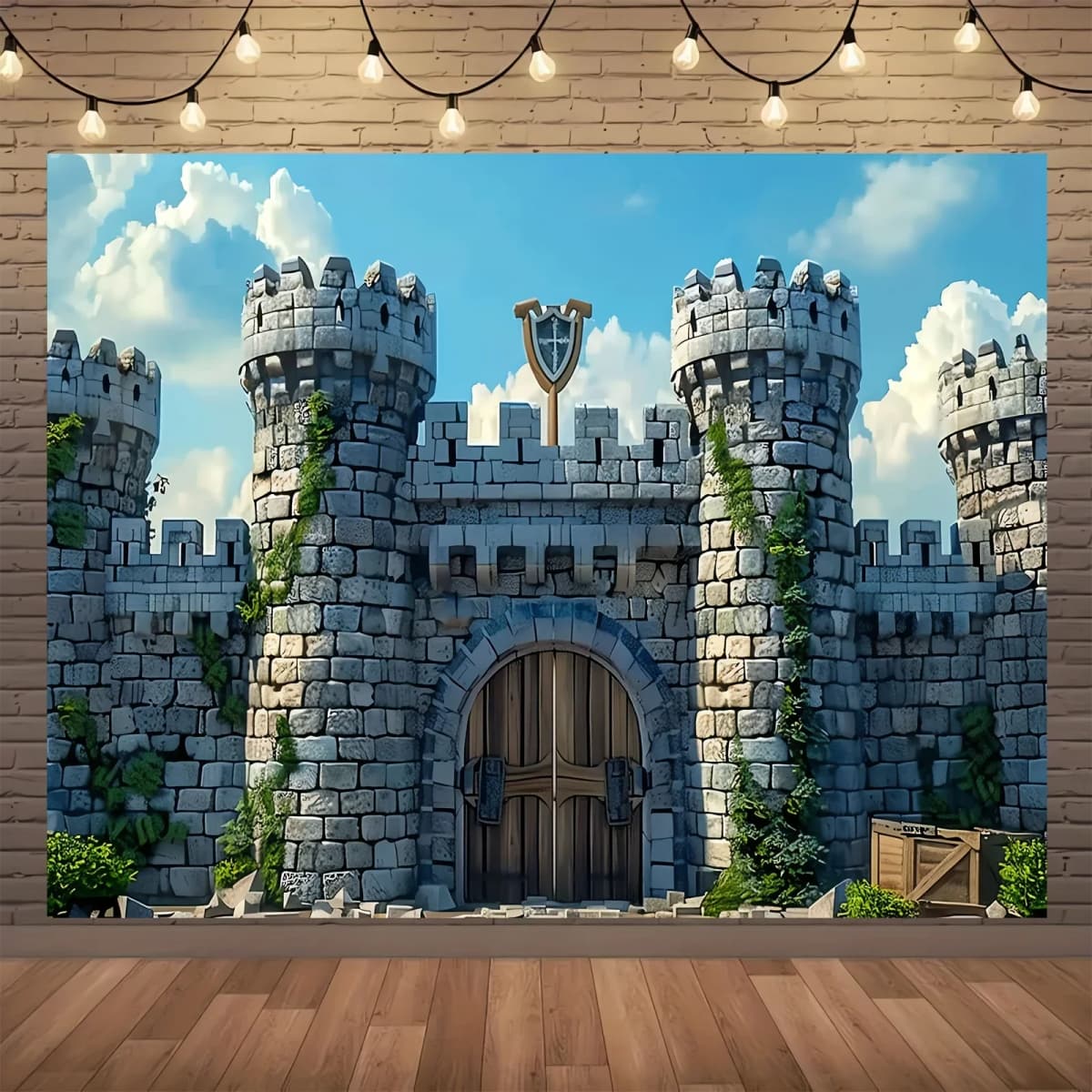Multi-functional medieval castle and knight party background - polyester, no power required - perfect for VBS