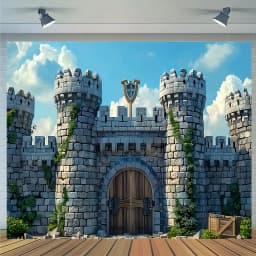 Multi-functional medieval castle and knight party background - polyester, no power required - perfect for VBS