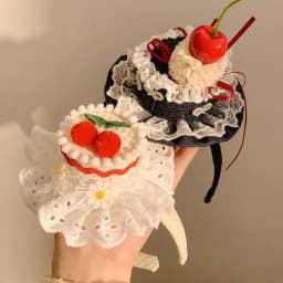 Cherry cake hat lace headband for women's birthday photo creative headband hair clip cute hair accessories