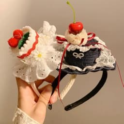Cherry cake hat lace headband for women's birthday photo creative headband hair clip cute hair accessories