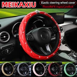 Soft Leather Diamond-Studded Crown Blingbling Car Without Inner Ring Steering Wheel Cover Suitable for 14.5 - 15 Inch Car Access