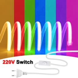COB LED Neon Strip Light 220V Switch EU Power Plug Kit Warm Red Blue Pink Yellow Purple 288LEDs Flex Tube Lamp IP67 Home Decor