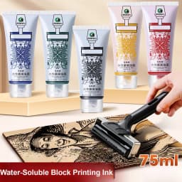 75ml Water-based Printmaking Ink for Printing on Paper or Cardboard with Linoleum,Wood or Soft Block Surfaces Plates or Polyfoam