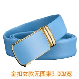 Width 3cm 3.5cm New Design Men Belt Ladies Two layer Cowhide Automatic Buckle Leather Casual Sky Blue Popular Colors Color 110cm