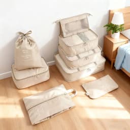 8Pcs Travel Organizer Set Portable Folding Suitcase Packing Cubes for Clothes Shoes Tidy Pouch Luggage Storage Bags