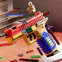 Hanging Toy Gun Continuous Firing Building Block Pistol Shell Throwing Airsoft Blowback Empty Outdoor CS Gun for Children Adult
