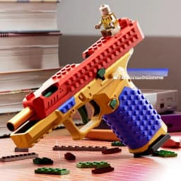 Hanging Toy Gun Continuous Firing Building Block Pistol Shell Throwing Airsoft Blowback Empty Outdoor CS Gun for Children Adult