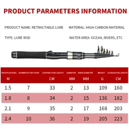 Telescopic Lure Fishing Rod 1.5M-2.4M Carbon Spinning Sea Pole Freshwater Saltwater Fishing Equipment Pesca Fishing Accessories