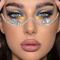 Designer Luxury Rhinestone Double Heart Glasses Frames Fashion Accessory for Women Y2K Cosplay Dance Face Jewelry 2025
