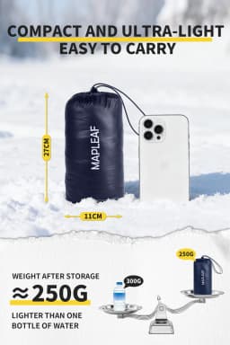 MAPLEAF Down Pants Winter Hiking Trousers Ultralight Warm Down Trousers 800FP Windproof Waterproof Ski Pants Camping Snow Pants