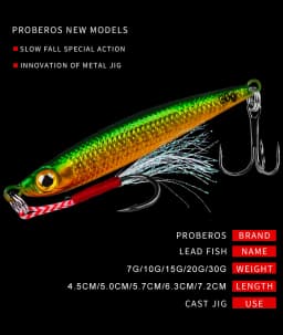 1pc Fast Sinking Jigging Lure Long Cast 7g 10g 15g 20g 30g Slow Jig Metal Jig Fishing Bait Trout Artificial Hard Lure Hook
