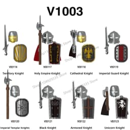 Medieval Military Castle Black Hawk Knight Building Blocks Gothic Cavalry Armor Shield Axe Soldier Figure Accessories Bricks Toy