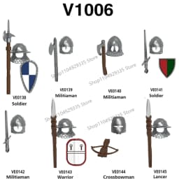 Medieval Military Castle Black Hawk Knight Building Blocks Gothic Cavalry Armor Shield Axe Soldier Figure Accessories Bricks Toy