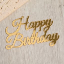 3pcs Glitter 'Happy Birthday' Cake Topper Set Golden Acrylic Decor Sticks Banner Sign for Party Anniversary Cake Decoration