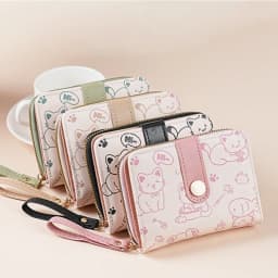 1pc Everyday Playful Cat Mini Wallet - Compact Zipper Multi-Card Holder with Wrist Strap, Lightweight Gift for Women/Teachers