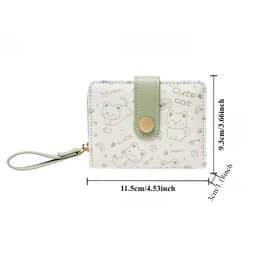 1pc Everyday Playful Cat Mini Wallet - Compact Zipper Multi-Card Holder with Wrist Strap, Lightweight Gift for Women/Teachers