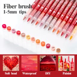 12 Colors Acrylic Markers Red Series Soft Pen Tip for Christmas Painting Comic Drawing Coloring DIY CD Shoes Stone Art Supplies