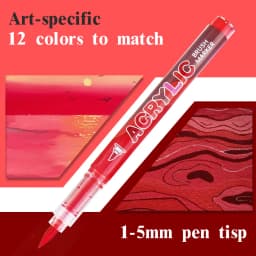 12 Colors Acrylic Markers Red Series Soft Pen Tip for Christmas Painting Comic Drawing Coloring DIY CD Shoes Stone Art Supplies