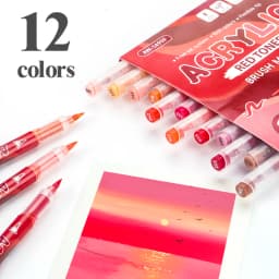 12 Colors Acrylic Markers Red Series Soft Pen Tip for Christmas Painting Comic Drawing Coloring DIY CD Shoes Stone Art Supplies