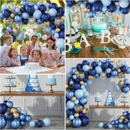 Blue Metallic Balloons Garland Kit Gold Confetti Balloon Arch Birthday Party Decoration Kids Wedding Birthday Baby Shower Boy