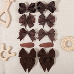 10Pcs/set Bows Hair Clip Set for Girls Autumn Winter Texture Fashion Gifts Handmade Kids Bowknots Hairpins Baby Hair Accessories