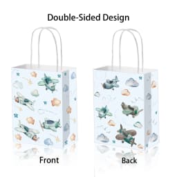 4-50pcs Airplane Party Favor Bags Aircraft Goodie Bags with Handles Blue Sky White Clouds Gift Bag Girl Boy Birthday Baby Shower