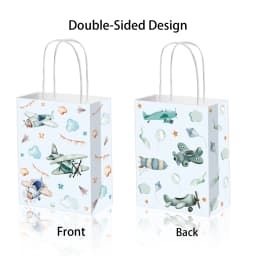 4-50pcs Airplane Party Favor Bags Aircraft Goodie Bags with Handles Blue Sky White Clouds Gift Bag Girl Boy Birthday Baby Shower