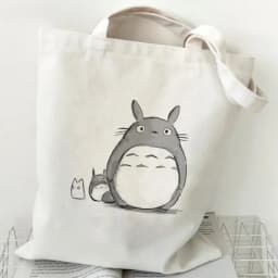 Women Cartoon Eco Reusable Shopping Bag Female Shoulder Shopper Bag Tote Bag Studio Ghibli College Handbag Retro Large Ladies