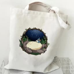 Women Cartoon Eco Reusable Shopping Bag Female Shoulder Shopper Bag Tote Bag Studio Ghibli College Handbag Retro Large Ladies