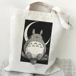 Women Cartoon Eco Reusable Shopping Bag Female Shoulder Shopper Bag Tote Bag Studio Ghibli College Handbag Retro Large Ladies