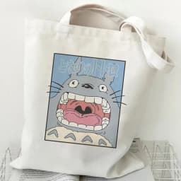 Women Cartoon Eco Reusable Shopping Bag Female Shoulder Shopper Bag Tote Bag Studio Ghibli College Handbag Retro Large Ladies