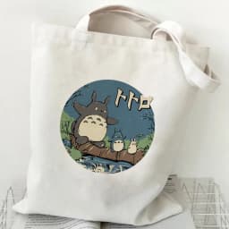 Women Cartoon Eco Reusable Shopping Bag Female Shoulder Shopper Bag Tote Bag Studio Ghibli College Handbag Retro Large Ladies