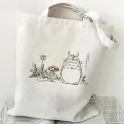 Women Cartoon Eco Reusable Shopping Bag Female Shoulder Shopper Bag Tote Bag Studio Ghibli College Handbag Retro Large Ladies