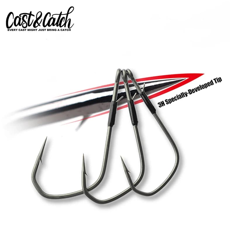 Cast&Catch 4PCS Barbed Flipping Hook For Soft Bait Bass Carp Freshwater Fishing Tackle