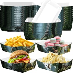 6/12/24pcs Jurassic Dinosaur Theme Food Trays Disposable Candy Snack Trays Jungle Safari Baby Shower Birthday Party Supplies