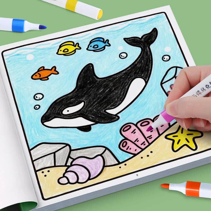 Children's Painted Painting Book Ocean Scene Bold-Easy Coloring Book Picture Book School Early Education Enlightenment