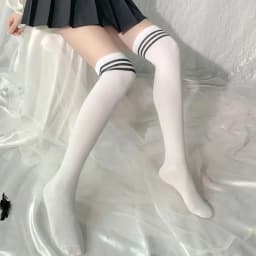 Black White Striped Long Socks Women Over Knee Thigh High Over The Knee Stockings Ladies Girls Warm Knee Socks