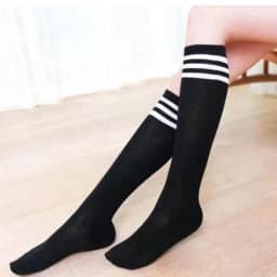 Black White Striped Long Socks Women Over Knee Thigh High Over The Knee Stockings Ladies Girls Warm Knee Socks